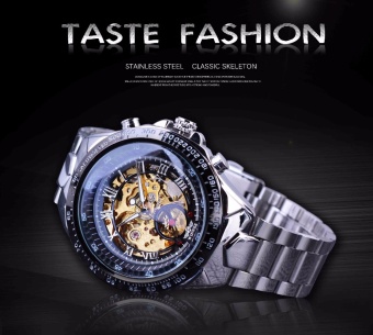 Winner Classic Series Golden Movement Inside Silver Stainless SteelMens Skeleton Watch Top Brand Luxury Fashion Automatic Watch - Intl June 2018 - 2 Winner Classic Series Golden Movement Inside Silver Stainless SteelMens Skeleton Watch Top Brand Luxury Fashion Automatic Watch - intl - 2