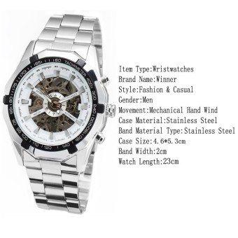 WINNER Men Skeleton Dial Automatic Mechanical Stainless Steel Watch(White) June 2018 - 2 WINNER Men Skeleton Dial Automatic Mechanical Stainless Steel Watch(White) - 2