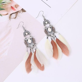 Women Bohemian Long Feather Tassel Earring Dangle Earring - Intl June 2018 - 2 Women Bohemian Long Feather Tassel Earring Dangle Earring - intl - 2