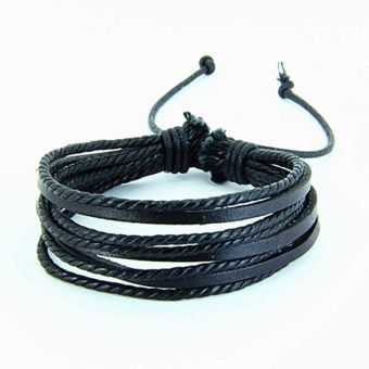 Women Men Girl Wrap Multilayer Genuine Leather Bracelet Braided Rope Jewelry Black June 2018 - 2 Women Men Girl Wrap Multilayer Genuine Leather Bracelet Braided rope Jewelry Black - 2