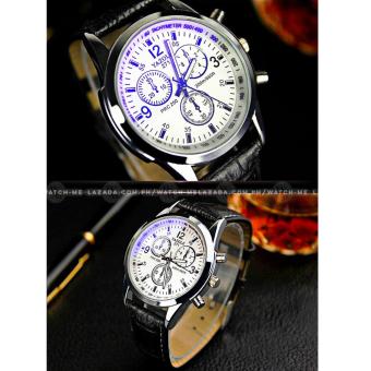 Yazole Men's Blue Ray Glass Chronograph Style Black Leather Strap Watch June 2018 - 3 Yazole Men's Blue Ray Glass Chronograph Style Black Leather Strap Watch - 3