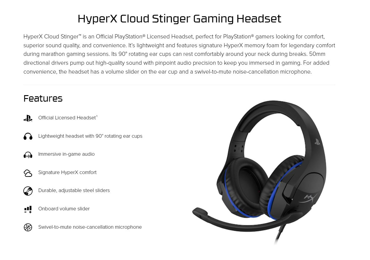 HyperX Cloud Stinger Gaming Headset with Microphone for fo – JG Superstore