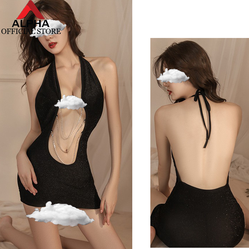 Sexy Lingerie Hollow Tight Secretary Uniform Deep V Wrap Hip Backless Dress Nightclub Outfit For Women