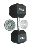 56.25 Lbs Rubber Hex Dumbbell With Free Dumbell Barbell 2PES Plates 2.5LBS