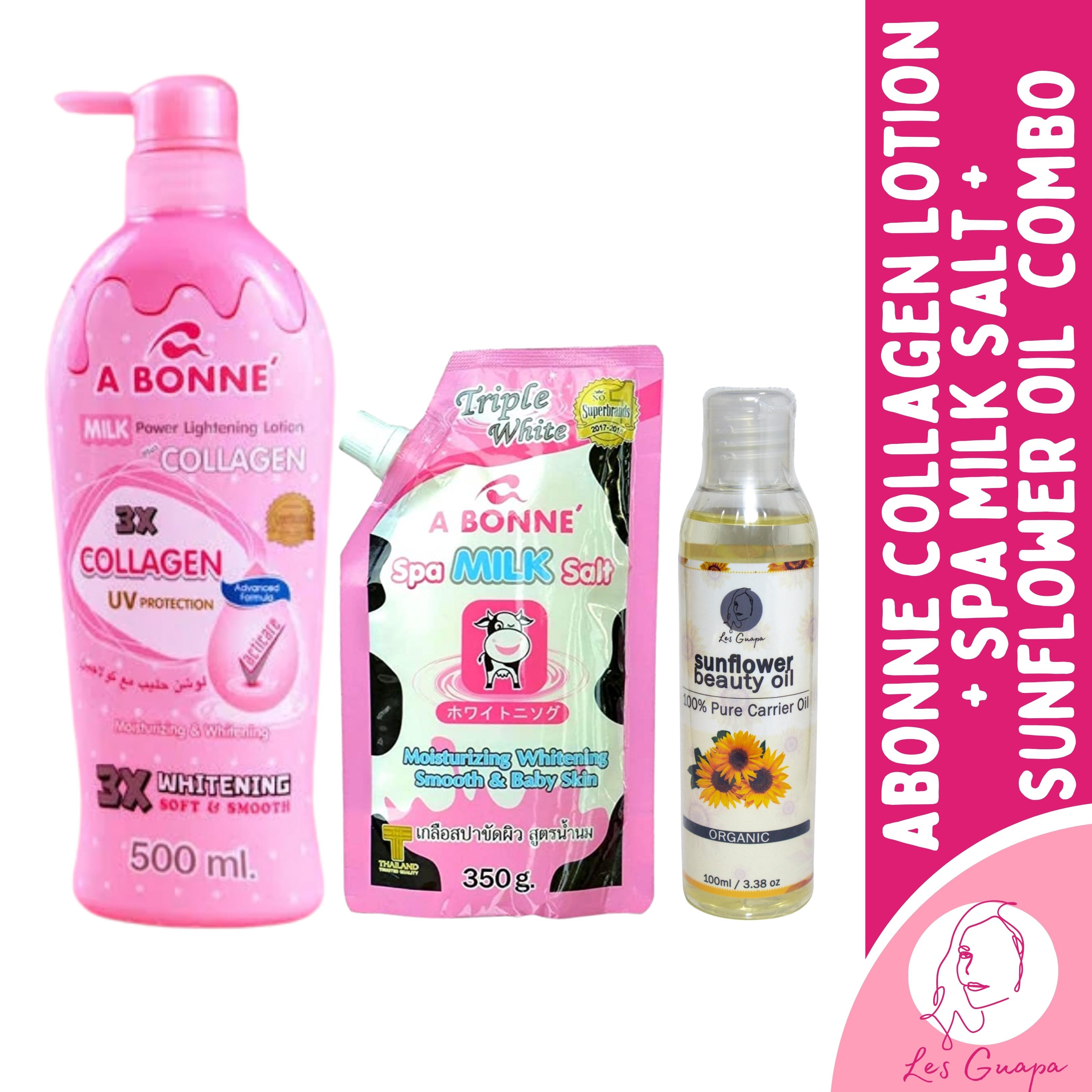 Abonne Milk Salt Scrub 350g and Abonne Collagen Lotion 500ml + Pure