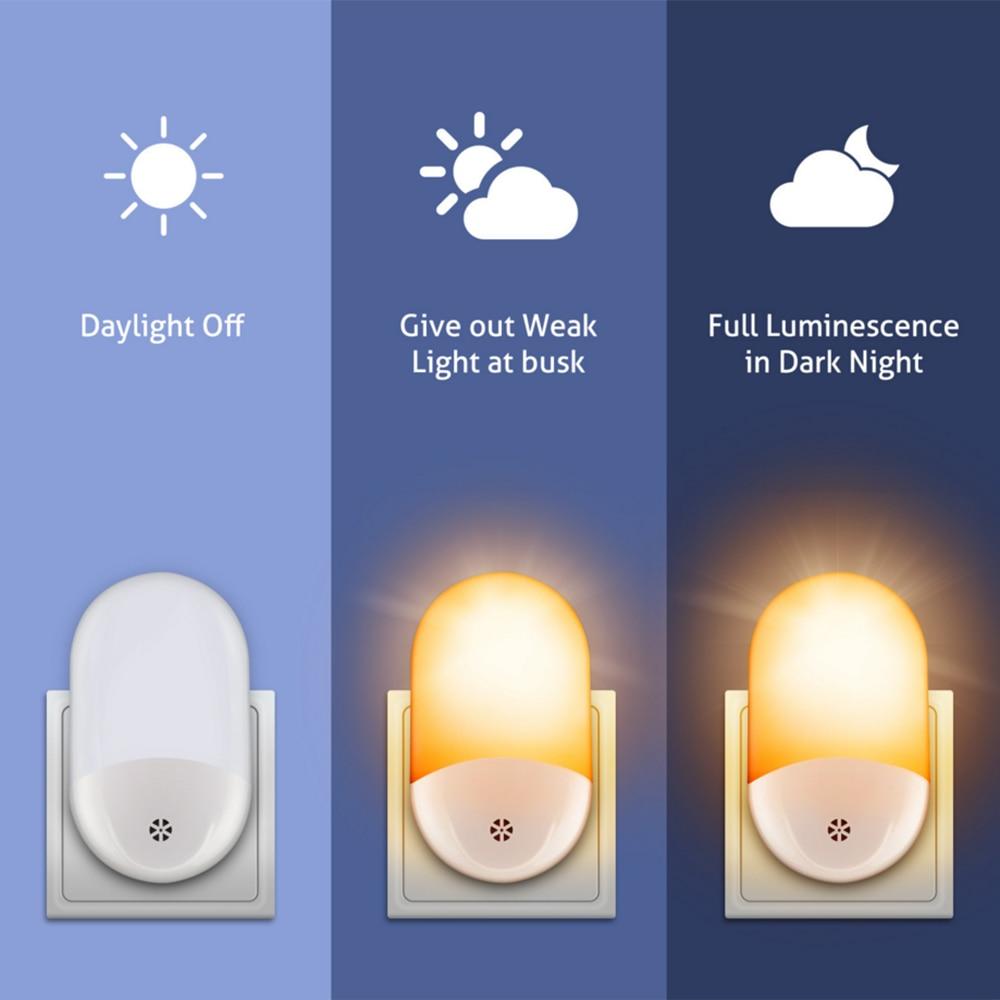 1//4pcs Plug-in Auto Sensor Control LED Night Light Wall Lamp for Bedroom Hallway