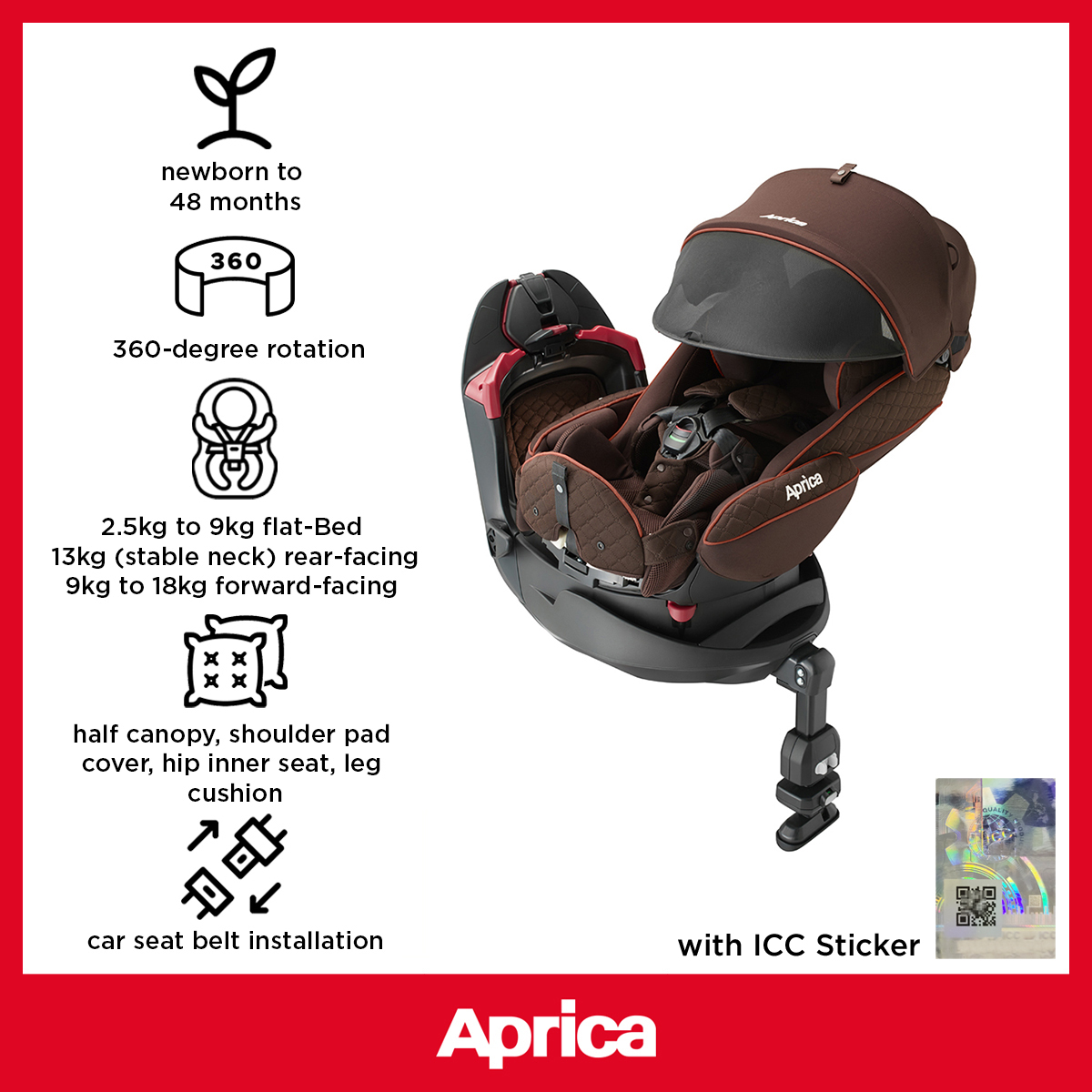 Aprica Fladea Grow ISOFIX Premium 0m-4y Newborn to Toddler Luxury