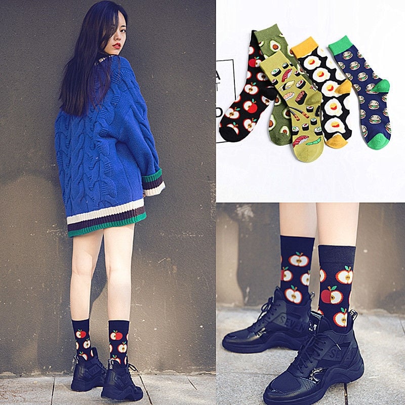 Korean Women High Socks Apple Design | Lazada PH