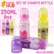 Phoenix Hub 8oz Baby Feeding Bottles Set of 3 250ml