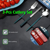 Matte 3-in-1 Metal Cutlery Set with Box - Eco-Friendly