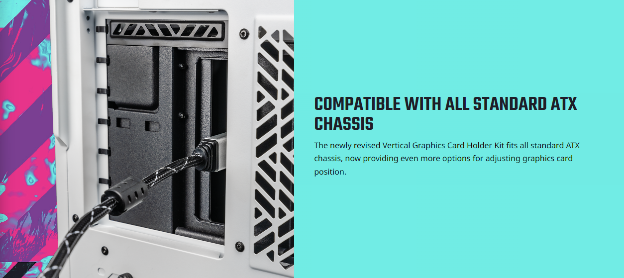 Cooler Master Vertical Graphics Card Holder Kit V3 Gen4 with Premium Riser Cable PCI-E 4.0 x16 - 165mm, Compatibility PCIe 4.0 and Older for E-ATX, ATX, Micro ATX Chassis Gen4 - MCA-U000R-KFVK03
