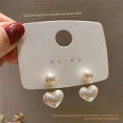 S925 Heart-shaped Stud Earrings - Hypoallergenic Korean Style (Brand: ?)