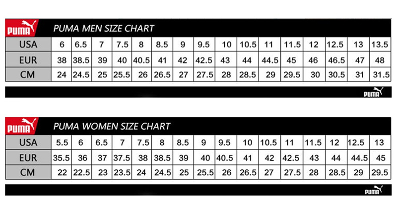 puma shoes size chart in cm