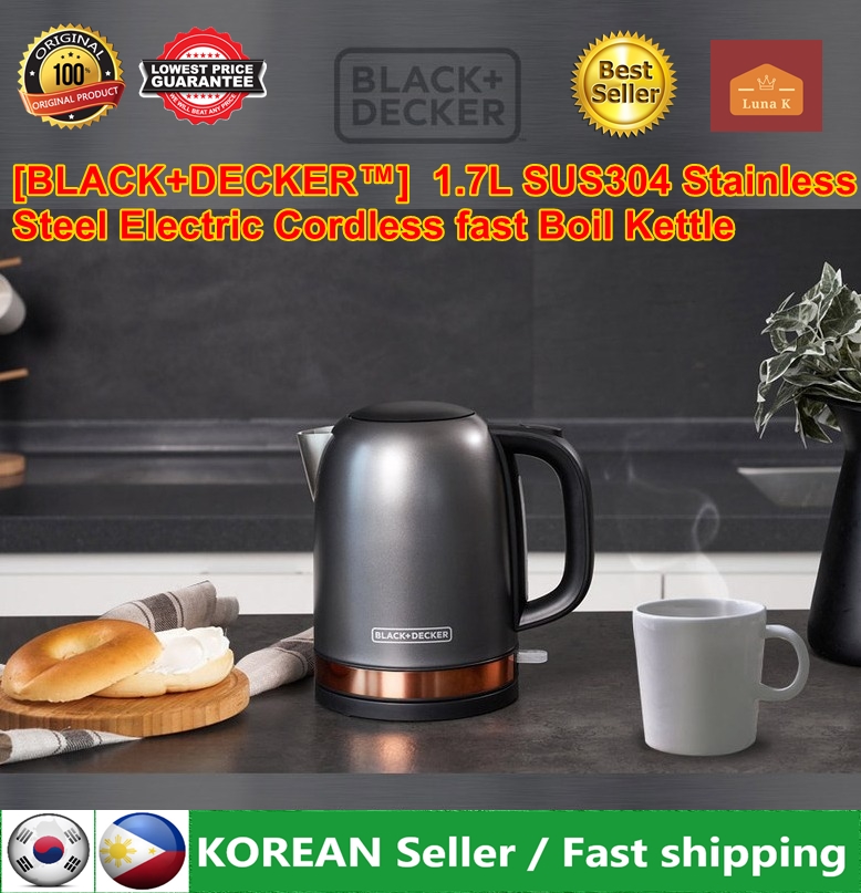BLACK+DECKER 1.7L Rapid Boil Electric Cordless Kettle, Black