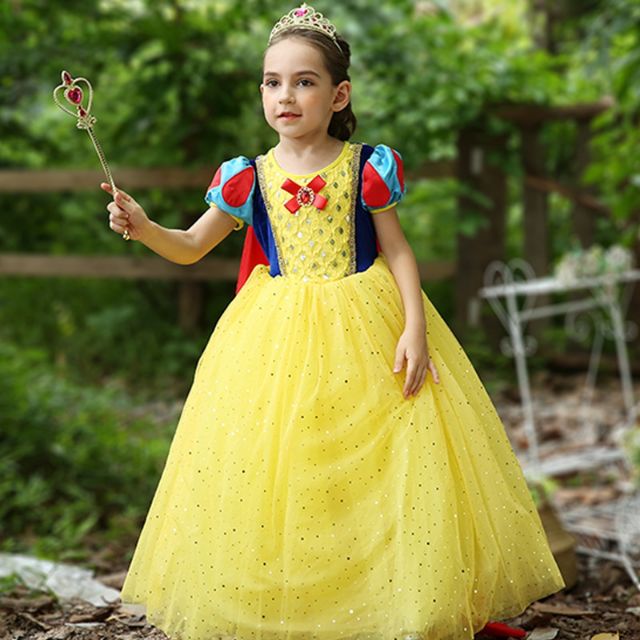 snow white 1st birthday dress Gown First Outfit 3PCS/set Snow White W/headband And Cape For One-Shoulder Mother of The Embroidered zipper closure Size:10 US Women (7 UK/AU)
