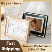 Hoyaa Wooden Photo Frame with Stand Gold Green for 4r/6r Picture A4 Size Photo Paper Elegant Design Display Couple Home Decor