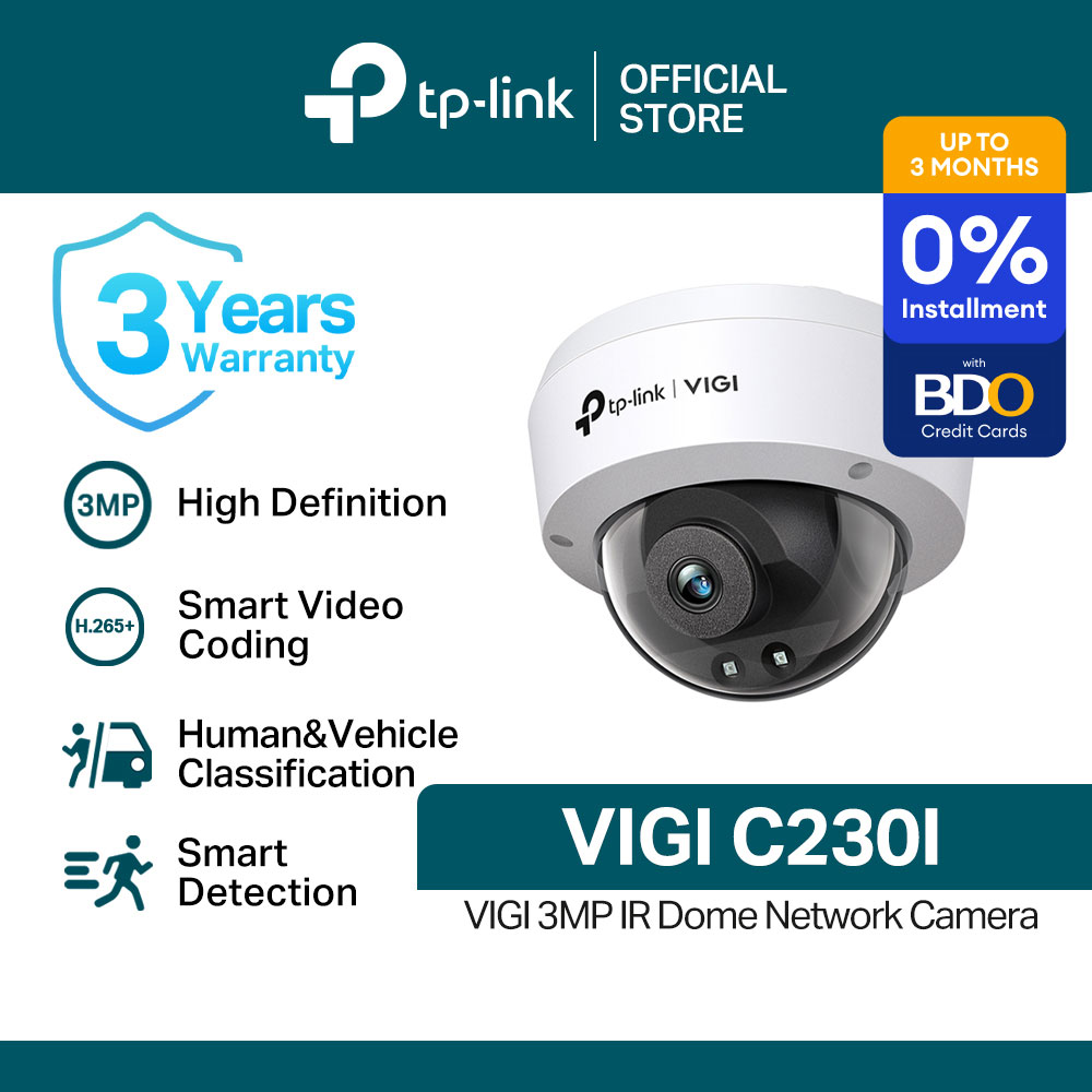 TP-Link Official Store / VIGI C230I / 3MP IR Dome Home Security Network CCTV Camera Connect to Cellphone