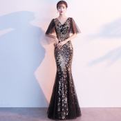 Sequin Fishtail Evening Dress for Women by 