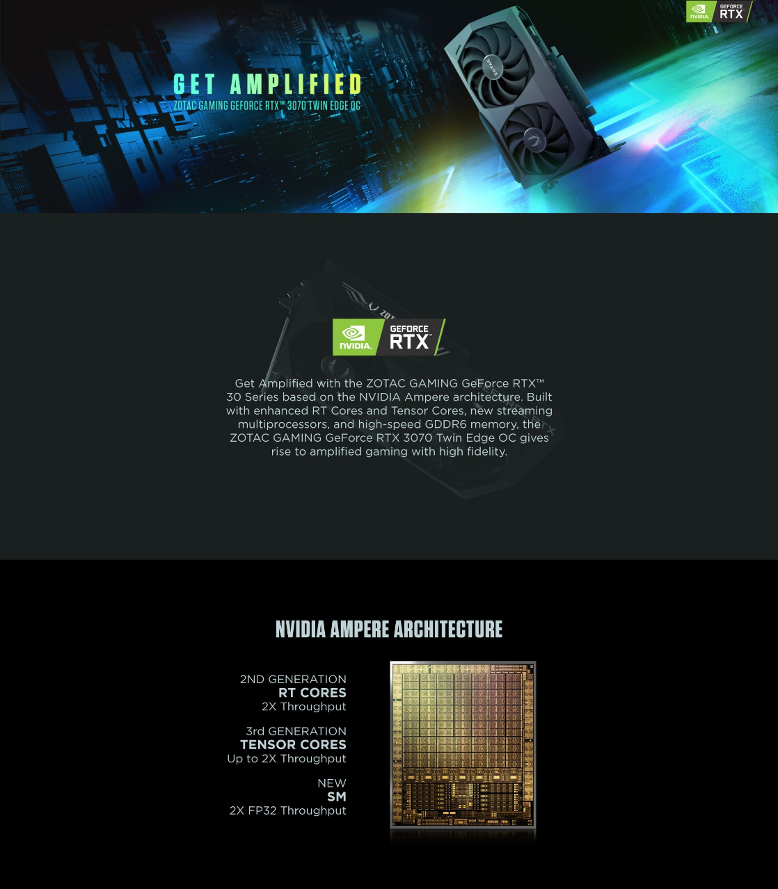 ZOTAC GAMING GeForce RTX 3070 Twin Edge OC 8GB GDDR6 256-bit 14 Gbps PCIE 4.0 Gaming Graphics Card, IceStorm 2.0 Advanced Cooling, White LED Logo Lighting, ZT-A30700H-10P