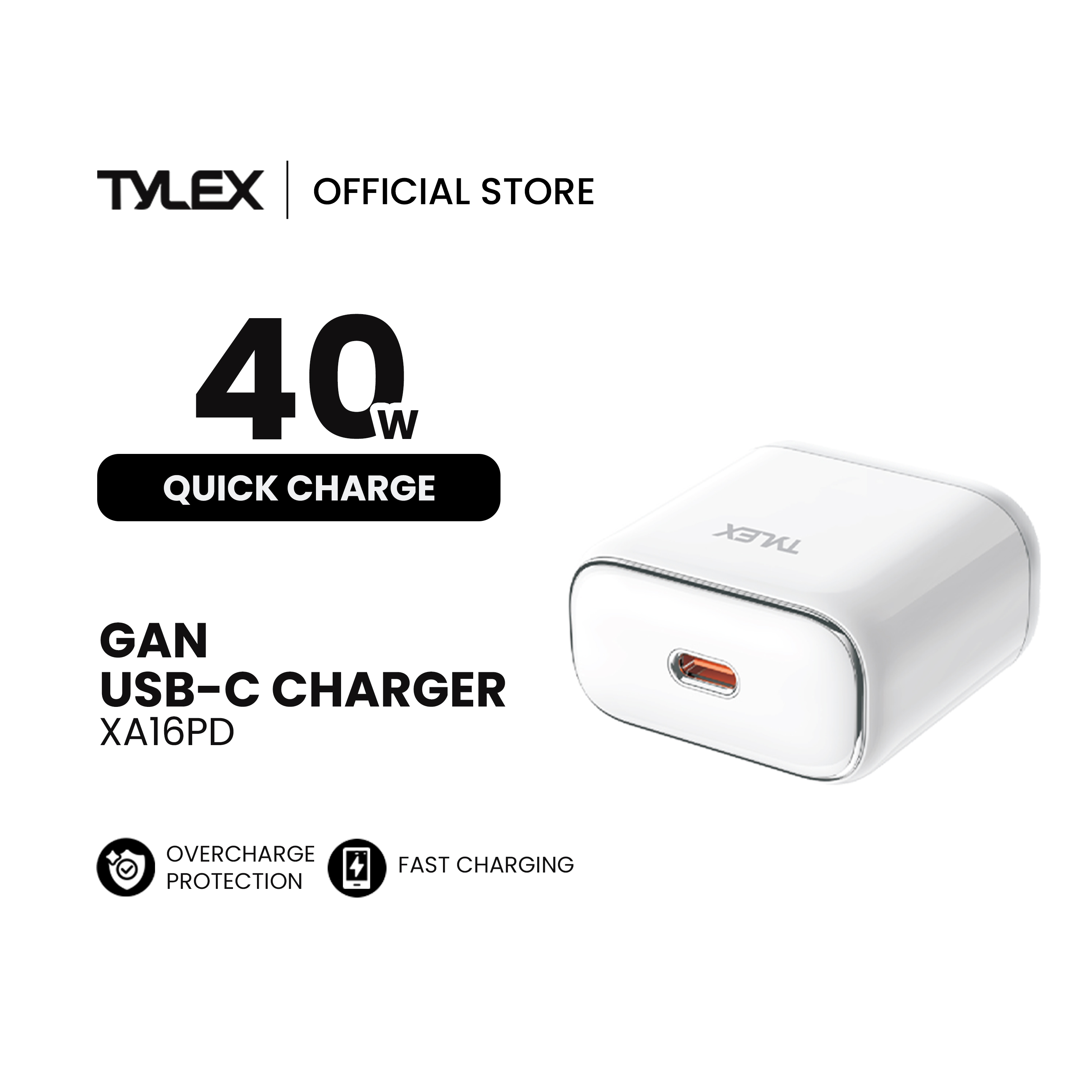 TYLEX XA18 18W Fast Travel Charger with Cable Dual Usb Charging