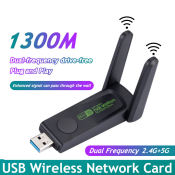 1300Mbps USB WiFi Adapter - Dual Band Wireless Network Card
