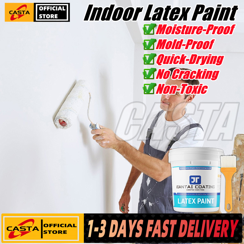 👉1KG👈Eco-Friendly Interior Latex Paint for Home Use - Self-Applying Wall Renovation Paint, White/Pink/Yellow/Blue/Green/Gray, Low Odor Water-Based Paint - Philippines
