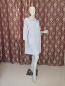 White Unisex Fashion Lab Gown with Front Pockets and Sleeves