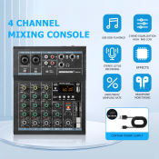 4 Channel USB Mixer with Bluetooth and Phantom Power