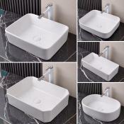 Durable Ceramic Basin for Bathroom, Wall Faucet Not Included