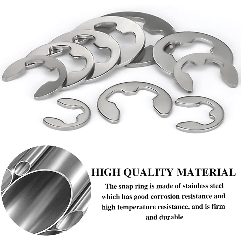Industrial Retaining Rings 120-Piece Stainless Steel E-Clip Retaining ...