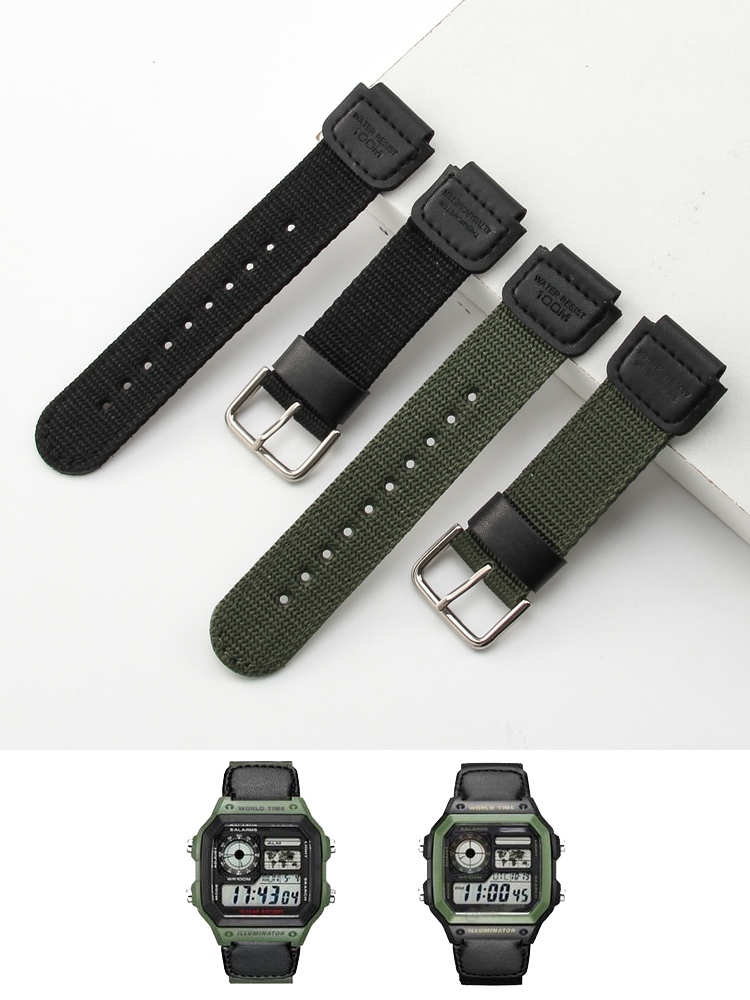 Leather watch strap for Casio A159W-N1 A158WA A168 wristband Vintage small  square metal strap quick release chain 18mm watchband