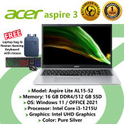 Acer aspire Windows 11/Office 2021, model: Acer Aspire AL 15-52 Pure Silver.