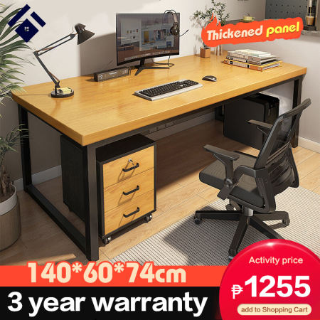 Solid Wood Computer Desk with Drawer - 140cm, Waterproof, Durable