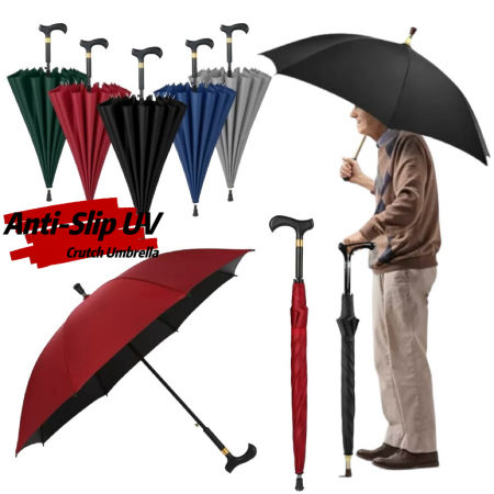 High-Quality Heavy-Duty Crutch Umbrella for Elderly - UV Protection