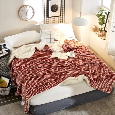I Home Double Layers Smooth As Milk Blanket Throw Plush Warm Sleeping Blanket for Autumn Winter Gingham Blanket (1)