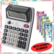 Heavy-Duty 12-Digit Financial Calculator with LED and Money Detector