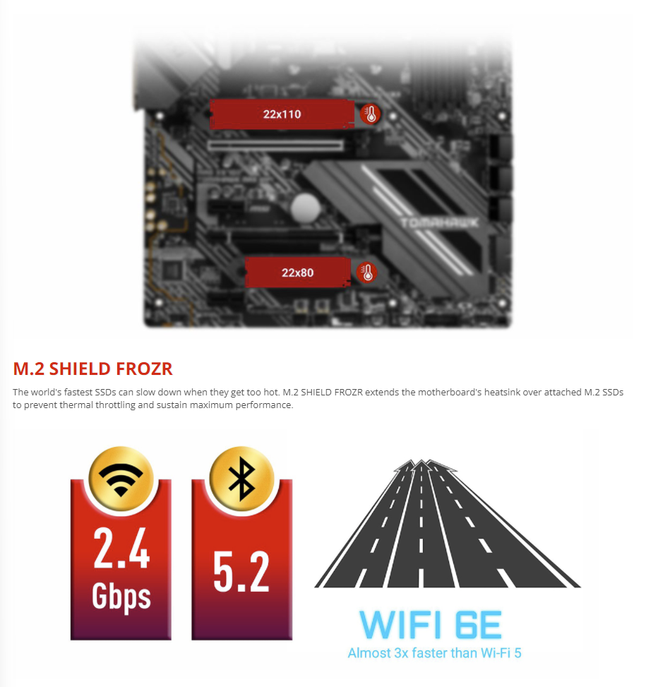 MSI MAG X570S TOMAHAWK MAX WIFI 6e 2.5G LAN Realtek® ALC4080 AM4 AMD X570 SATA 6Gb/s ATX AMD Motherboard **New and improved without Heatsink Fan**