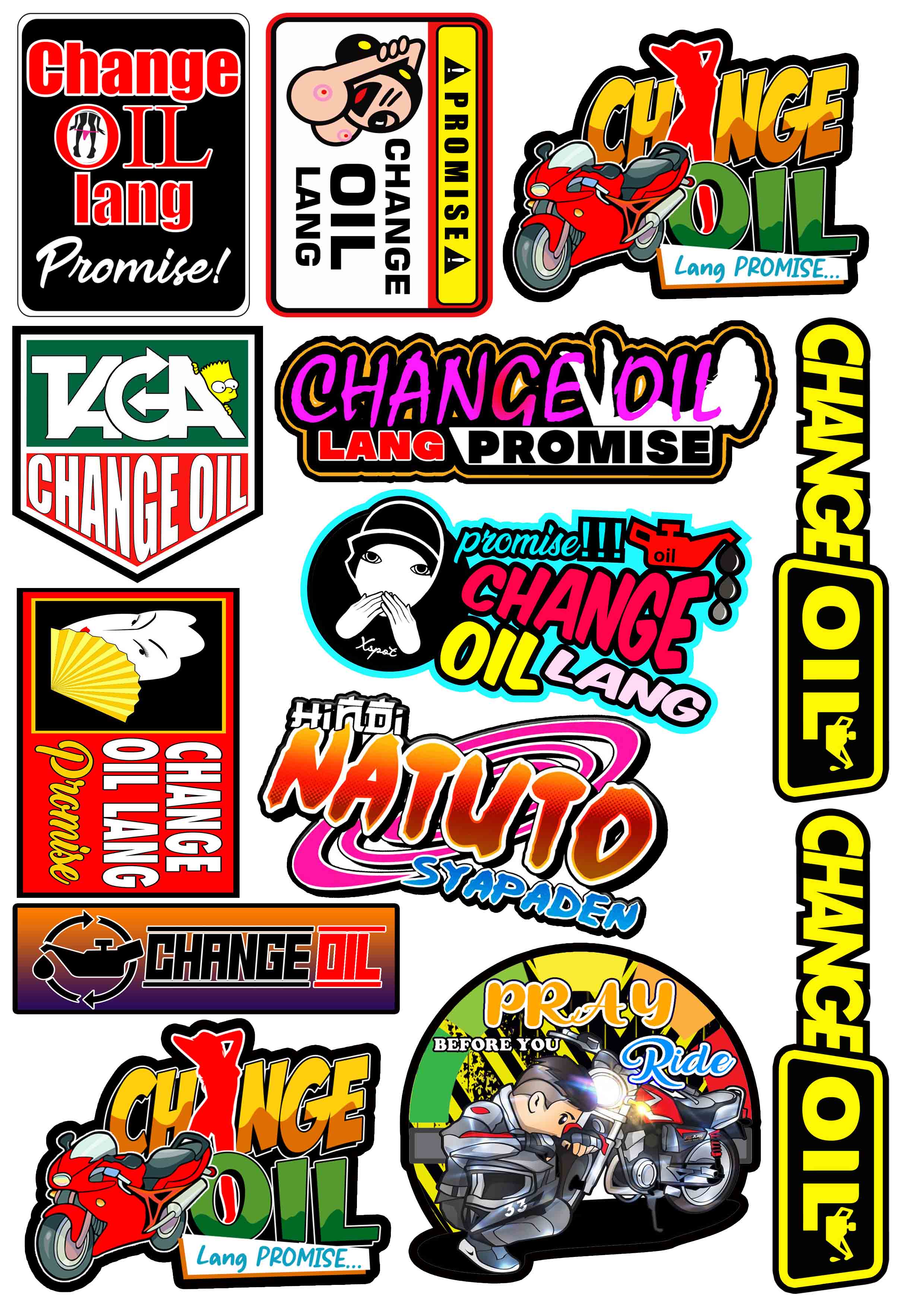 CHANGE OIL VINYL STICKERS SET OF size whole WITH ANTI LAMINATED Lazada PH