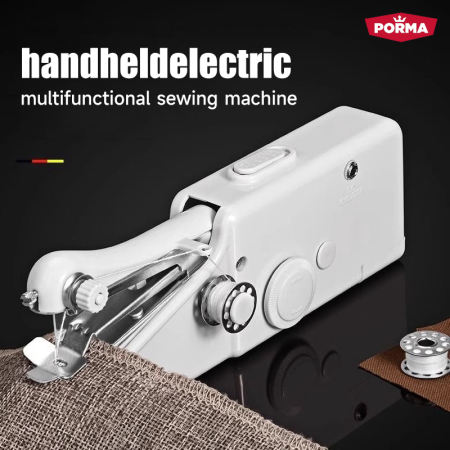 Porma Mini Sewing Machine Portable Electric Sewing Machine Handheld Sewing Needlework Set