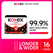 Kotex Antibacterial Longer & Wider Liners 16s