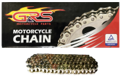 TLJ Motorcycle GRS Chain: Japan Standard, Black, Chrome Chain