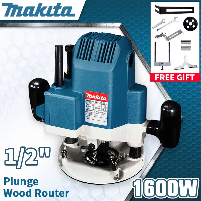 Router machine for wood heavy duty 12mm (1/2'') with router bits set 1600W plunge router power tools japan