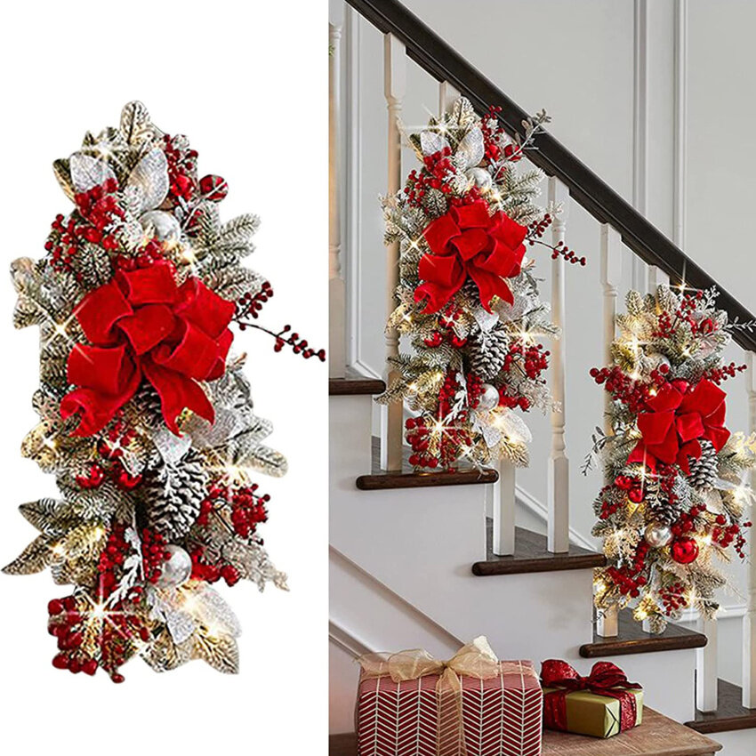 Product photo of Cordless Prelit Christmas Teardrop Swag for Doors and Stairs from its Lazada listing