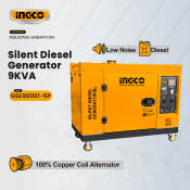 Ingco Silent Diesel Generator 9KVA 17L, Single Phase, Air-cooled