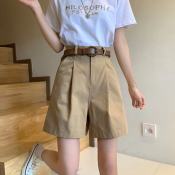 Korean A-Line High Waist Wide Leg Women's Shorts