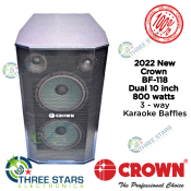 Crown BF-118 Dual 10" Karaoke Baffles, 800W, 3