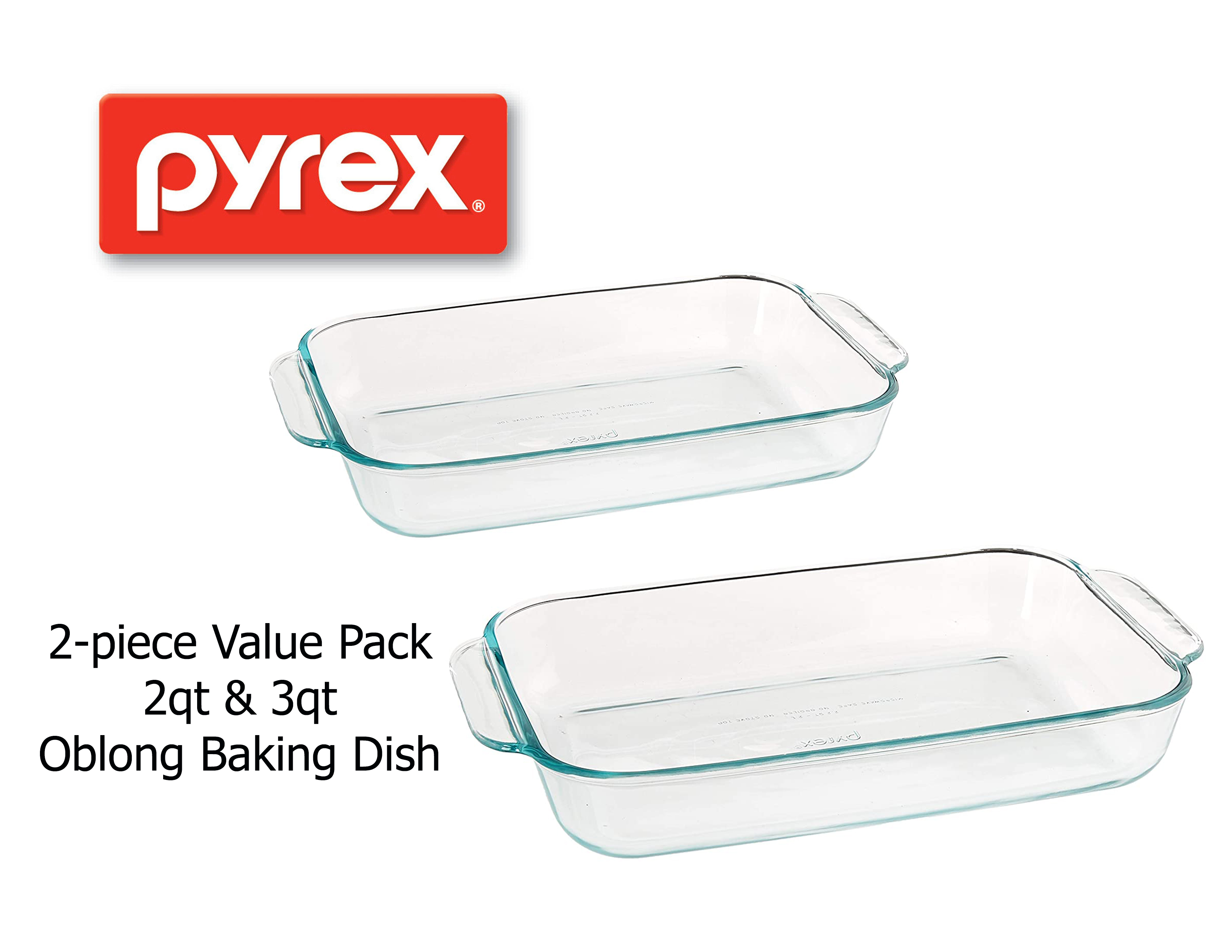 PYREX Basics 2 Quart Glass Oblong Baking Dish Clear 7 X 11 Inch pack of 2 2qt for sale online 