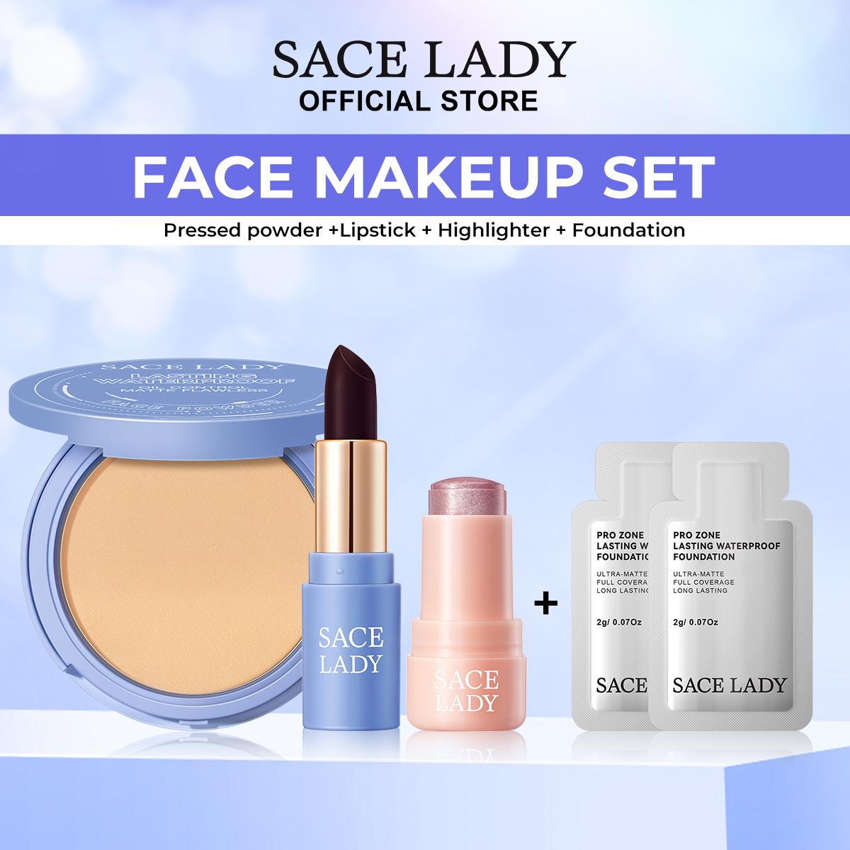 Discount on SACE LADY  shoes - SKU: SACE LADY Face Makeup Set Lasting Oil Control Compact Powder Tinted Lip Balm Shimmer Highlighter Mak