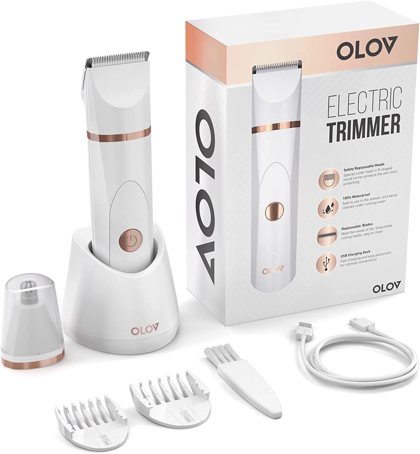 Olov Electric Trimmer Wet/Dry Body Shaver Groomer Blade Heads USB Recharge Hygiene Razor Presyo  3,999 Piso*Libreng Shipping