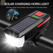 USB Rechargeable Solar Bicycle Headlight with Speaker - 